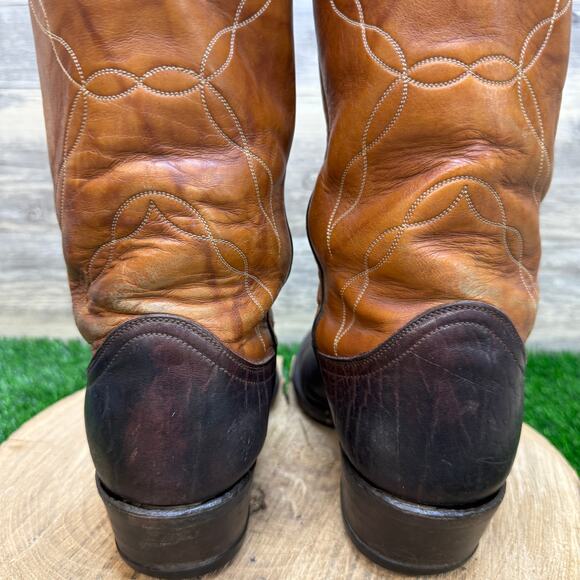 Tony Lama Men - Size 7.5D - Vintage Two Tone Marbled Brown Cowboy Boots H9726 main image 7